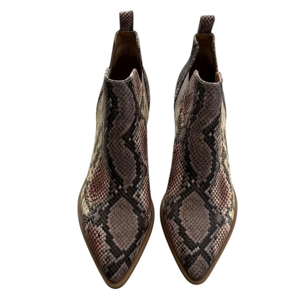 New Dolce Vita SAMY Snakeskin Bootie Ankle Block Heel Women's 10M Tan Cream Pink